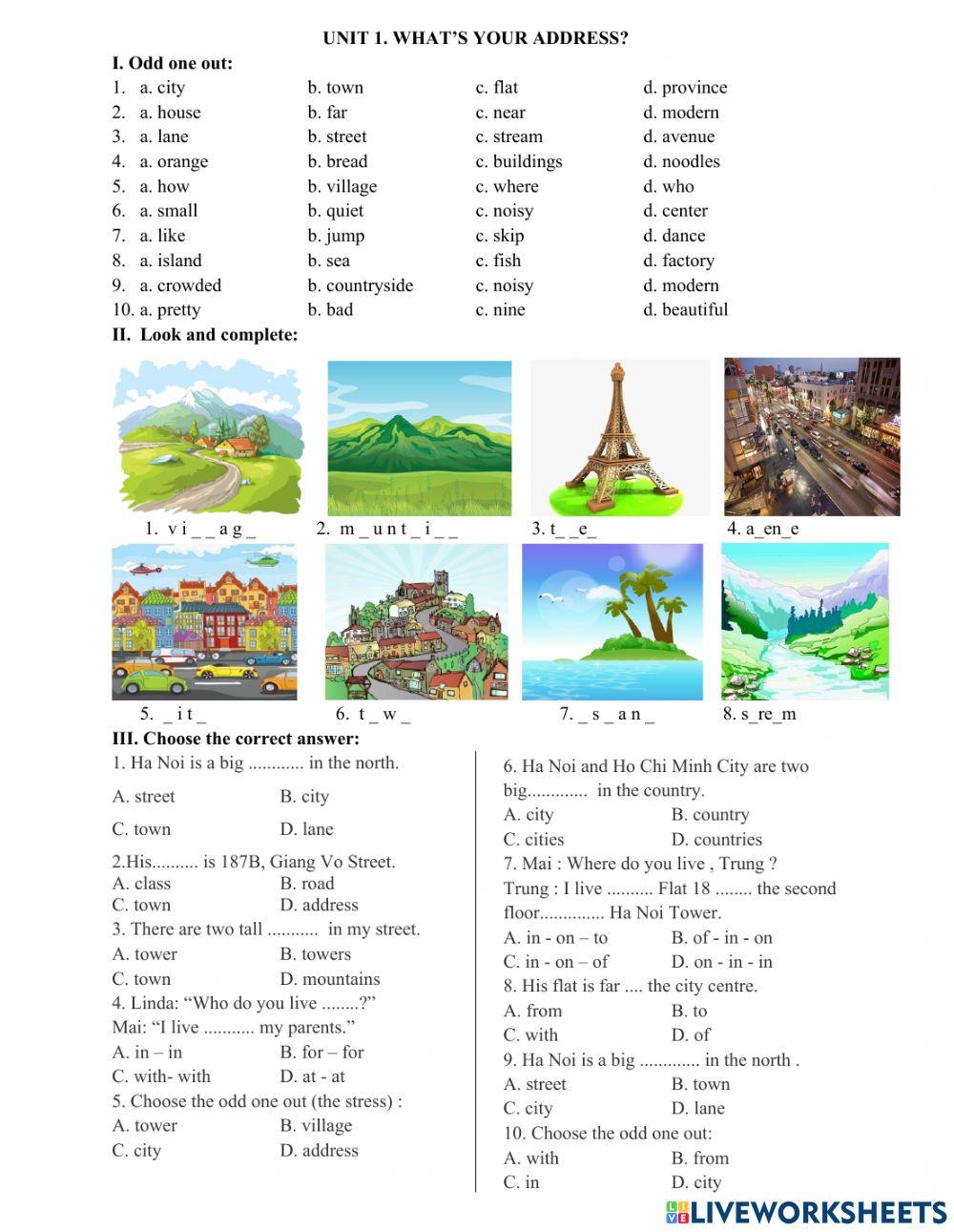 Unit 1: What's your address?