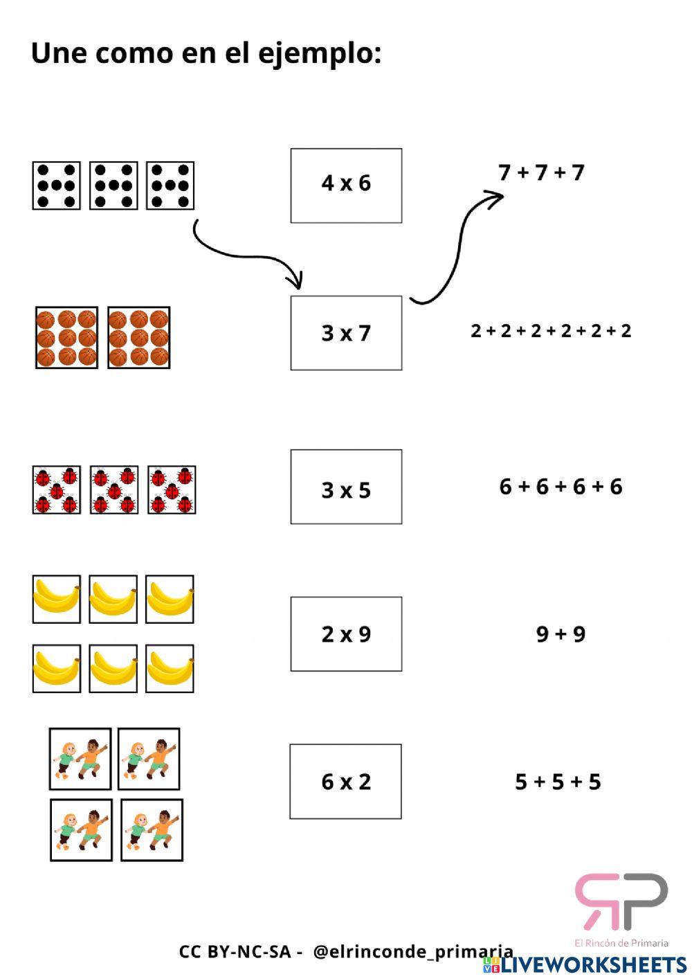 Sumas repetidas online exercise | Live Worksheets