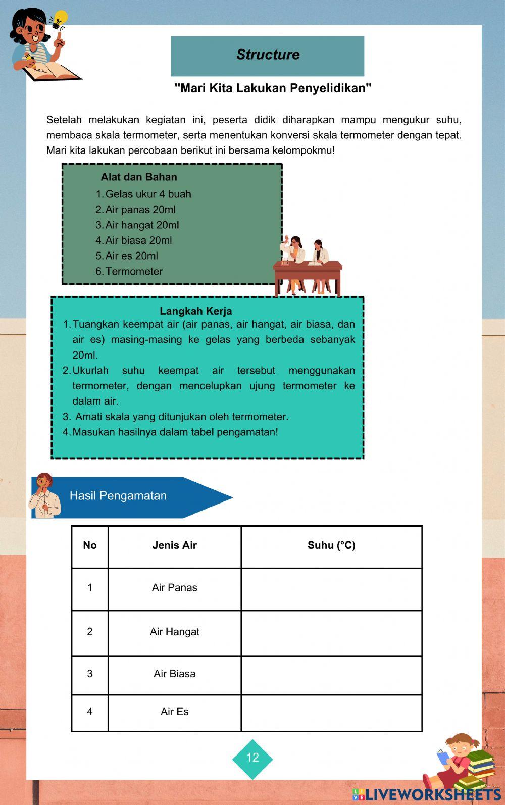 Kegiatan 1 - LKPD Suhu, Kalor, dan Pemuaian