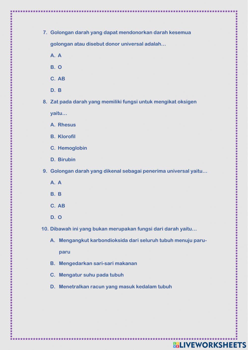 Latihan 1 sistem peredaran darah