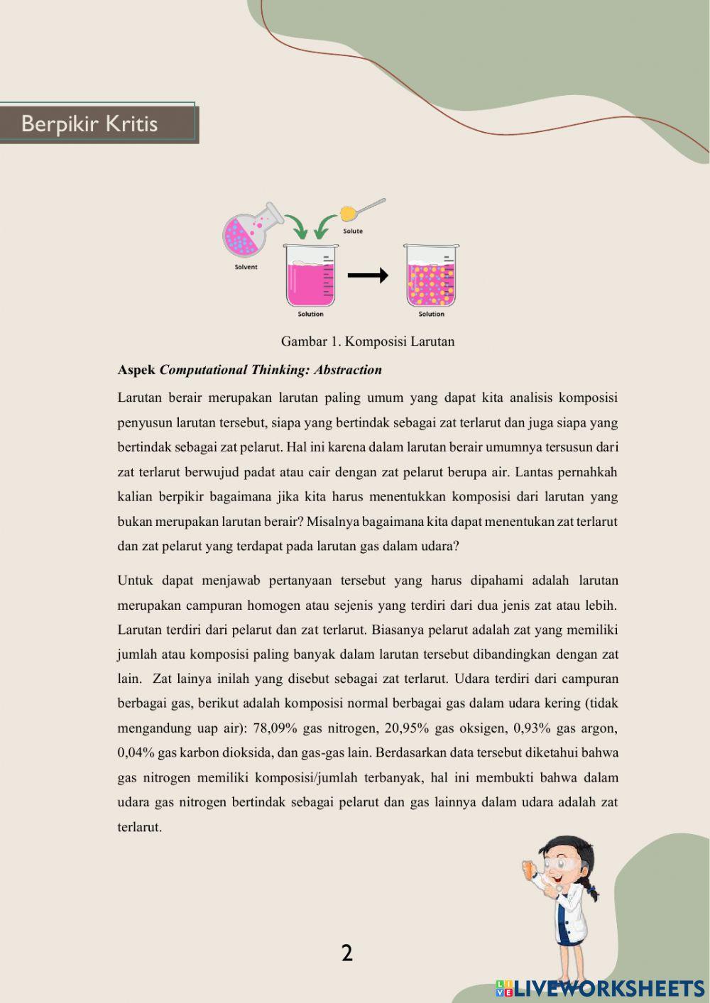 Larutan elektrolit dan nonelektrolit terintegrasi computational thinking-PART 1