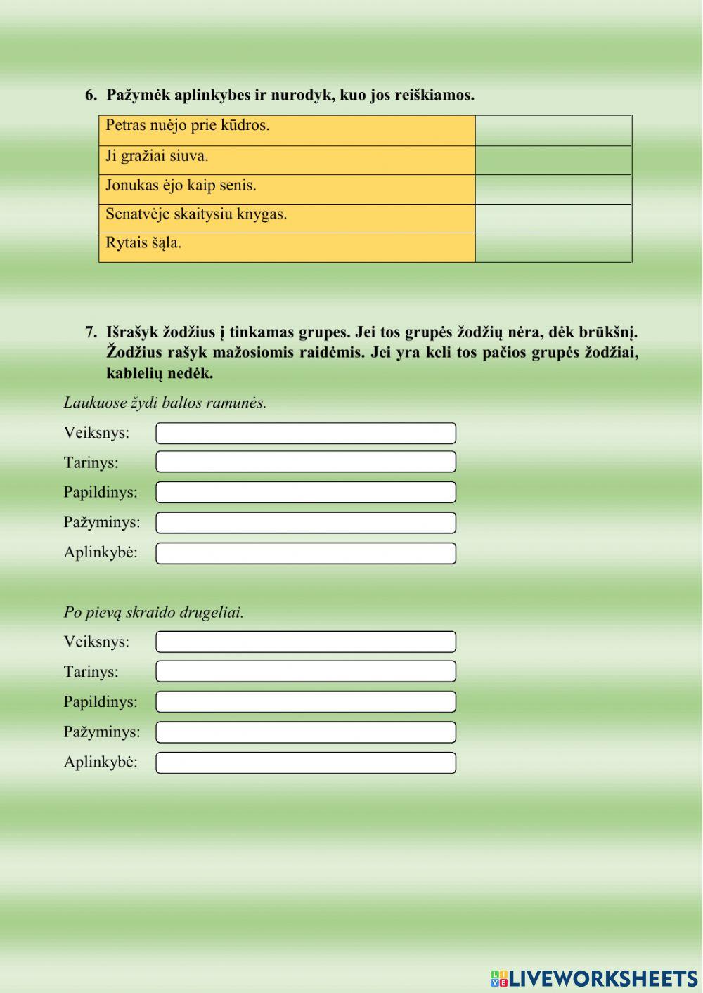 Kontrolinis darbas. Sintaksė ir skyryba