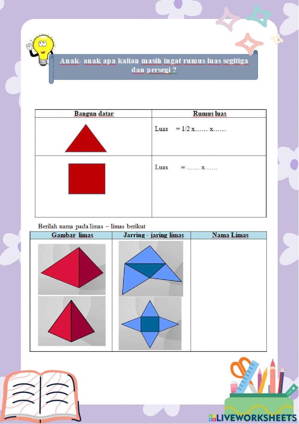 Volume dan Luas Permukaan Limas