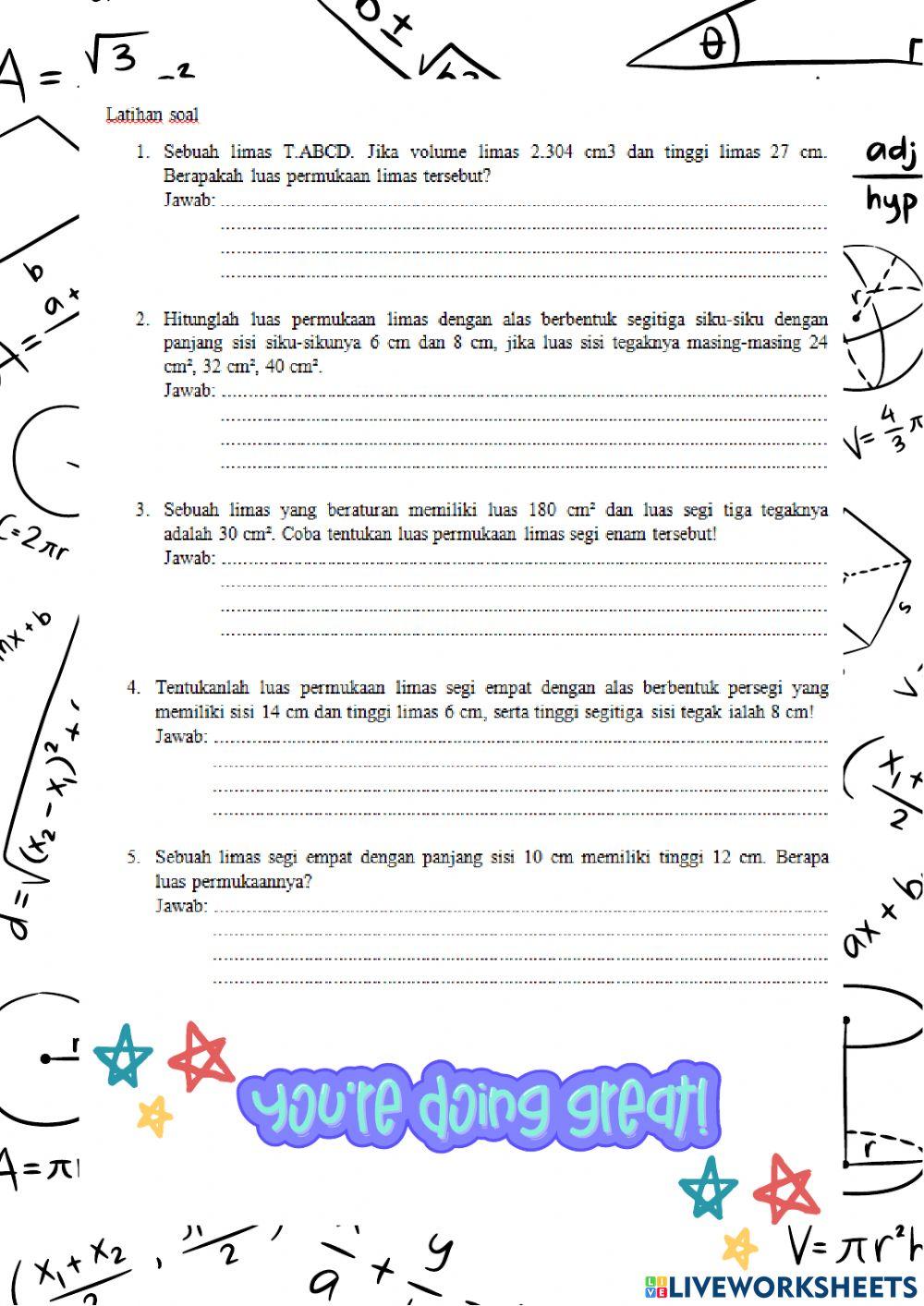 Volume dan Luas Permukaan Limas