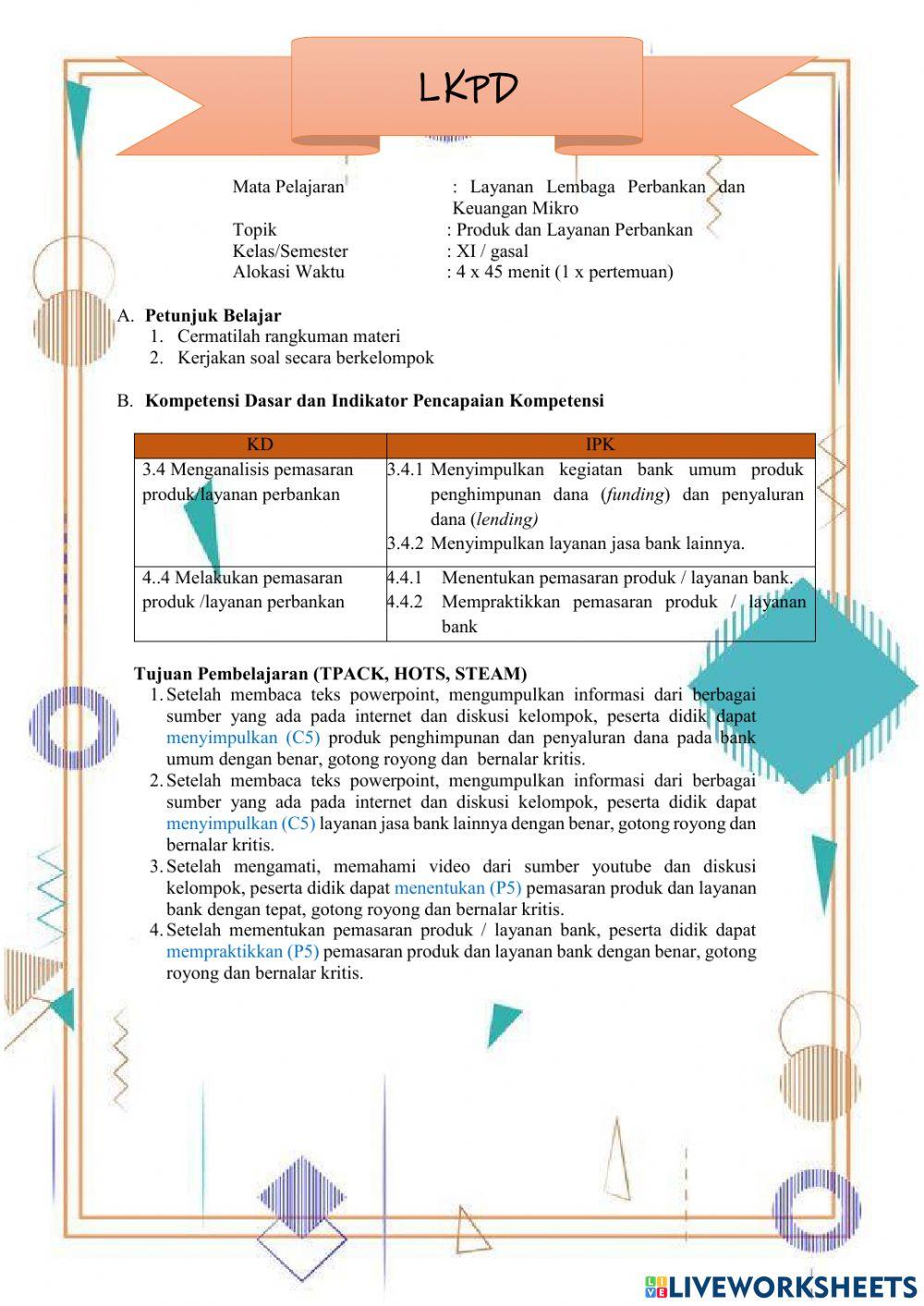 Produk dan layanan perbankan