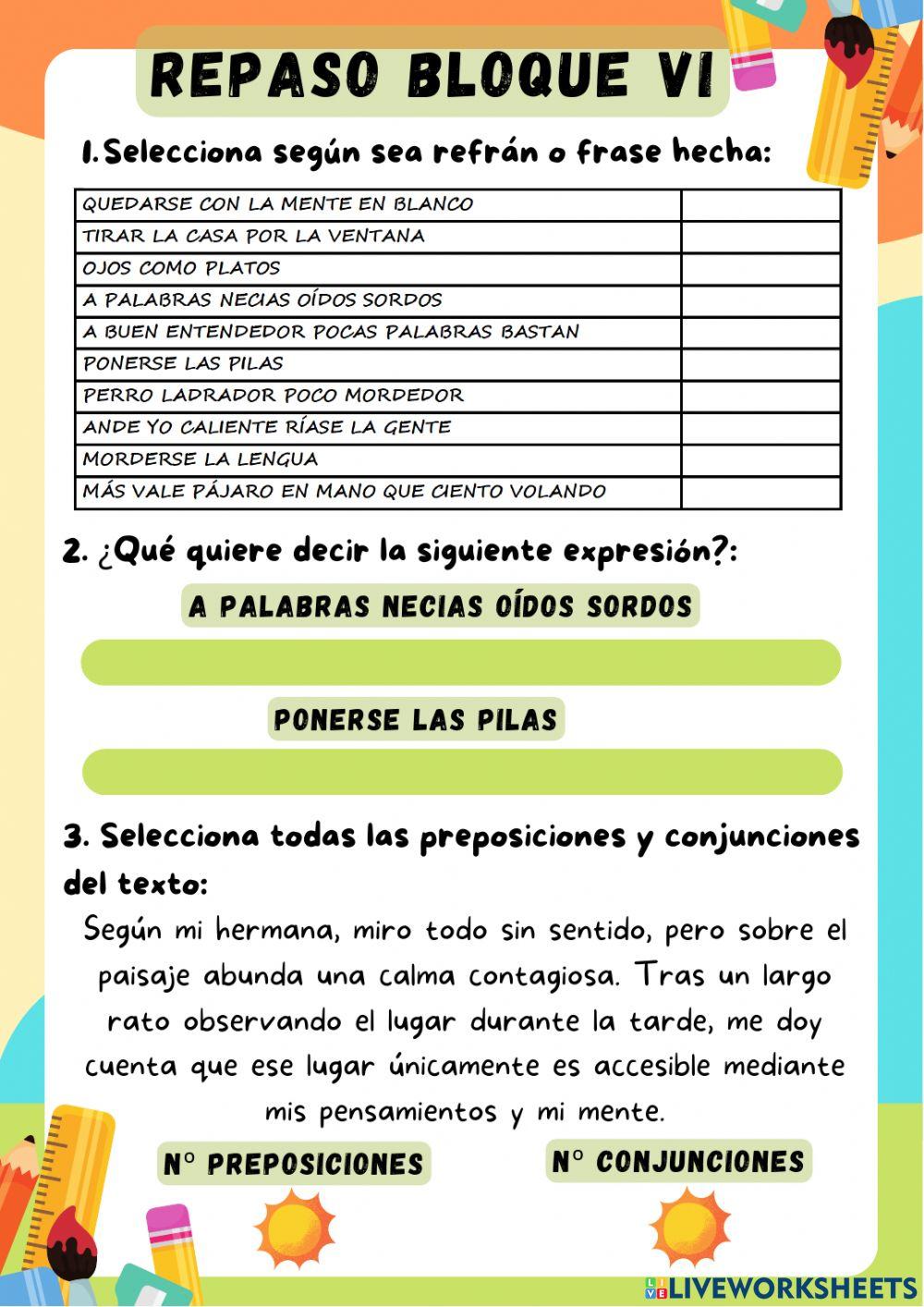 Repaso lengua bloque vi