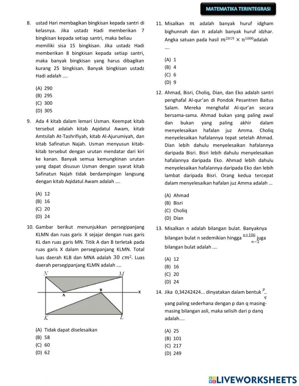 Seleksi KSM MATEMATIKA  2023