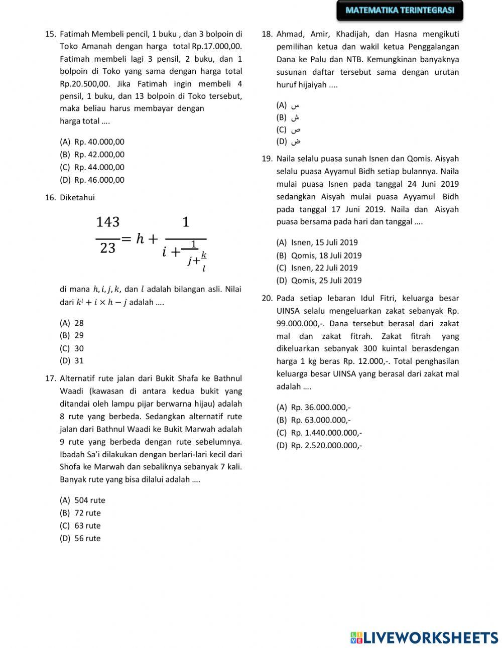 Seleksi KSM MATEMATIKA  2023
