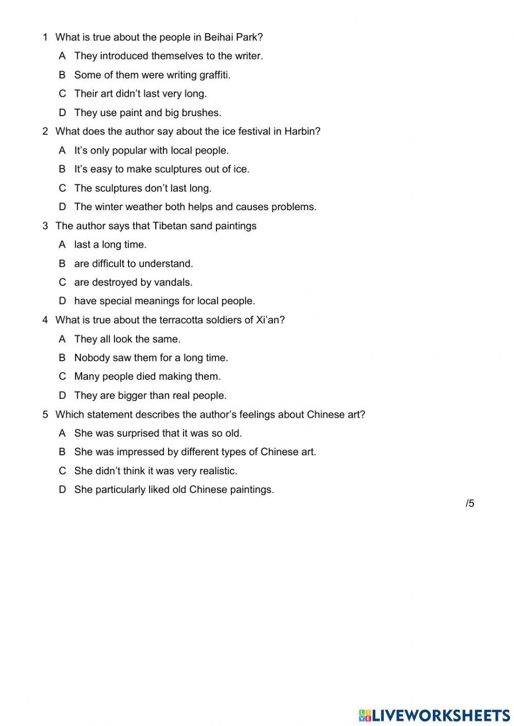 Test - Revision test Unit 7A