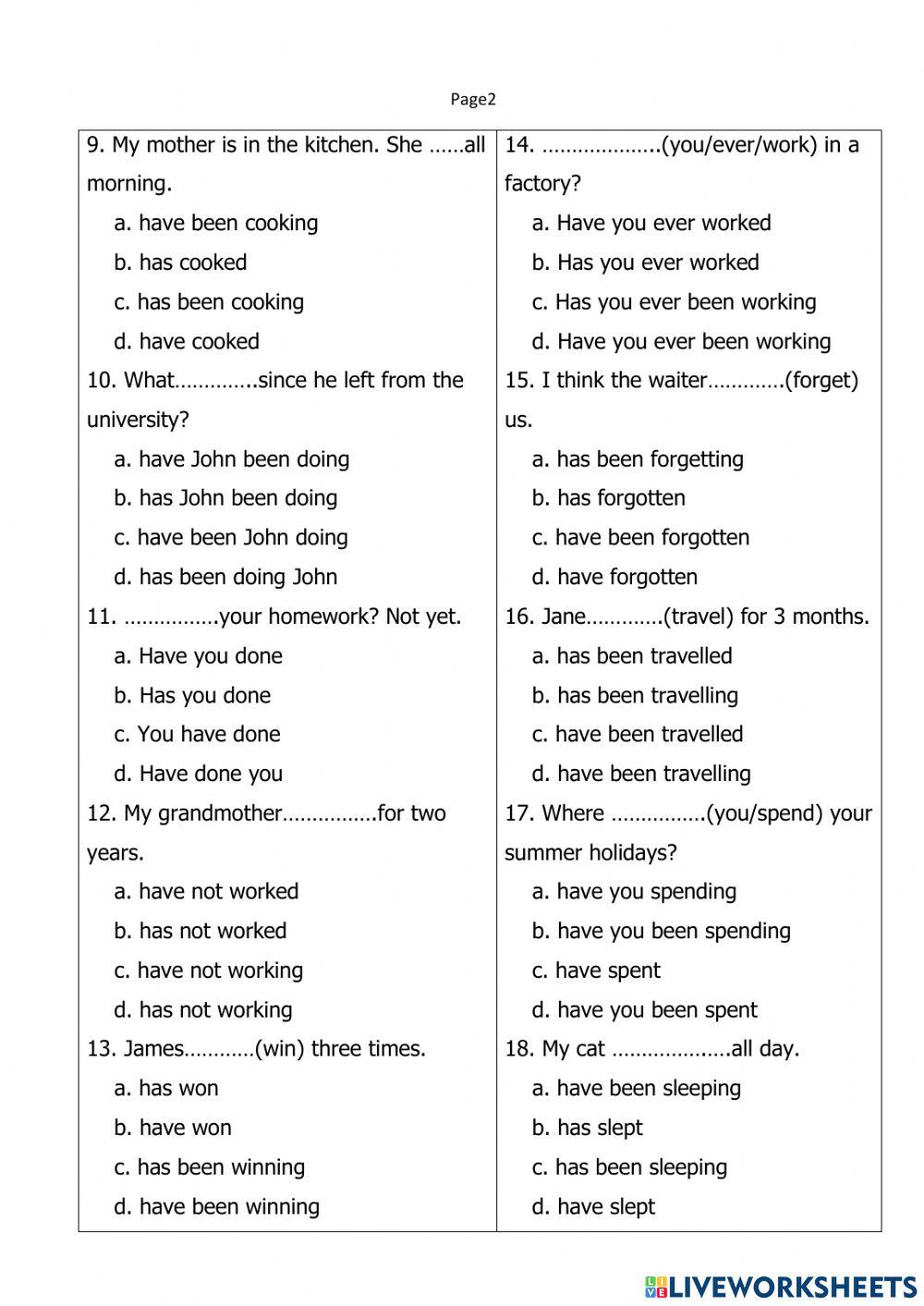 Present Perfect&Present Perfect Con