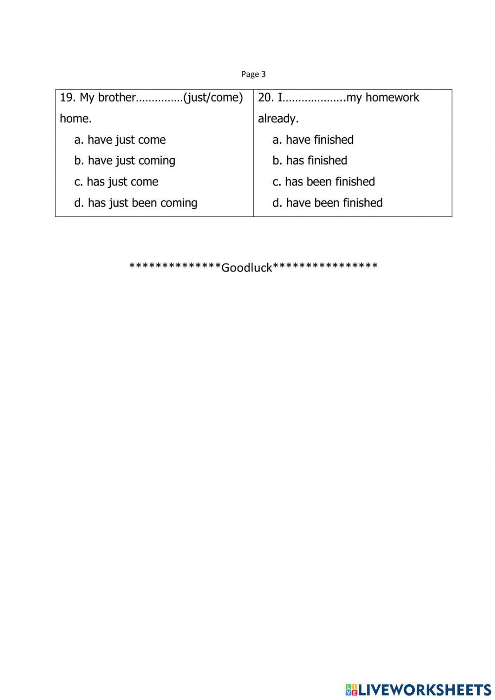 Present Perfect&Present Perfect Con