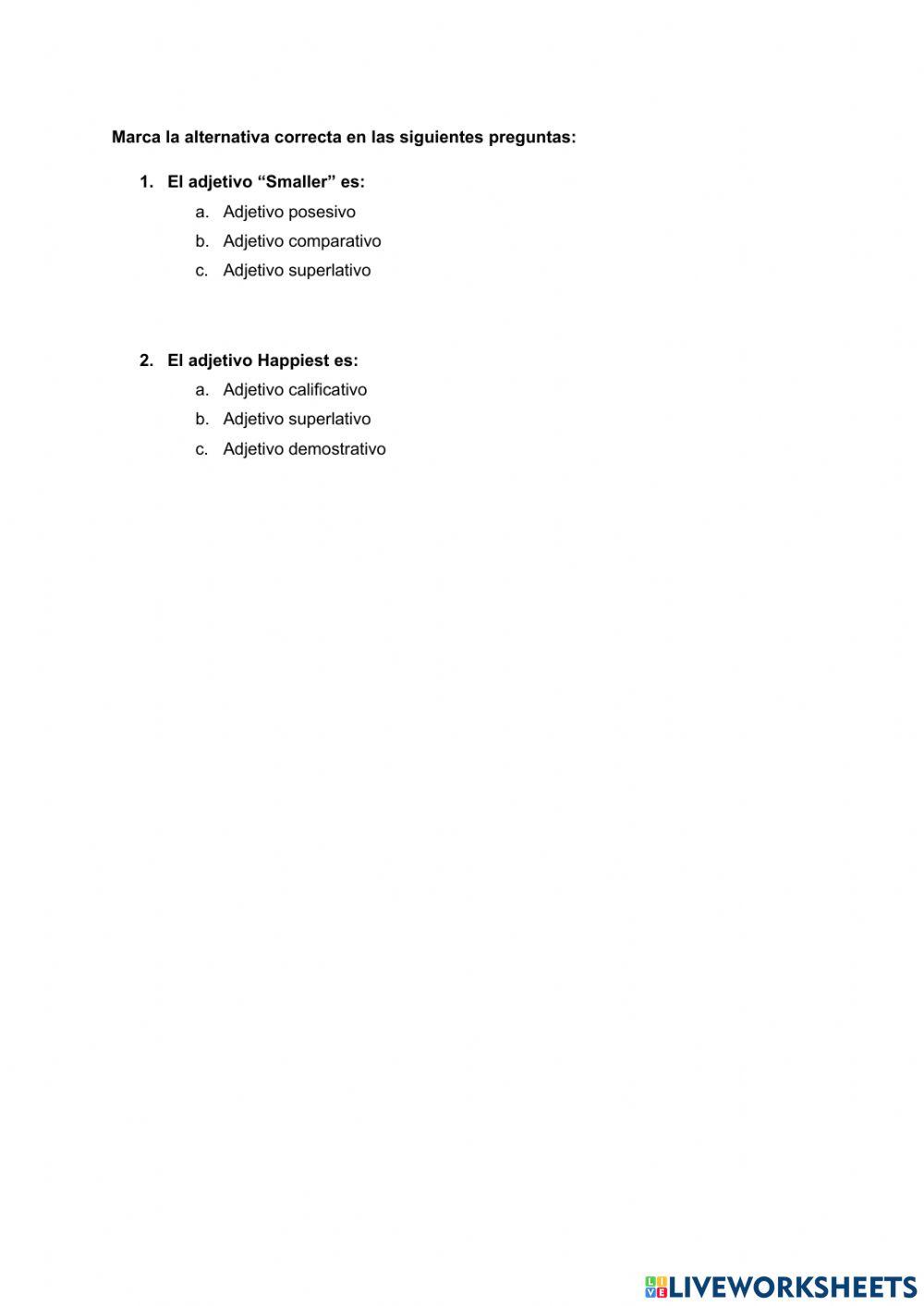 Comparative and superlatives adjectives