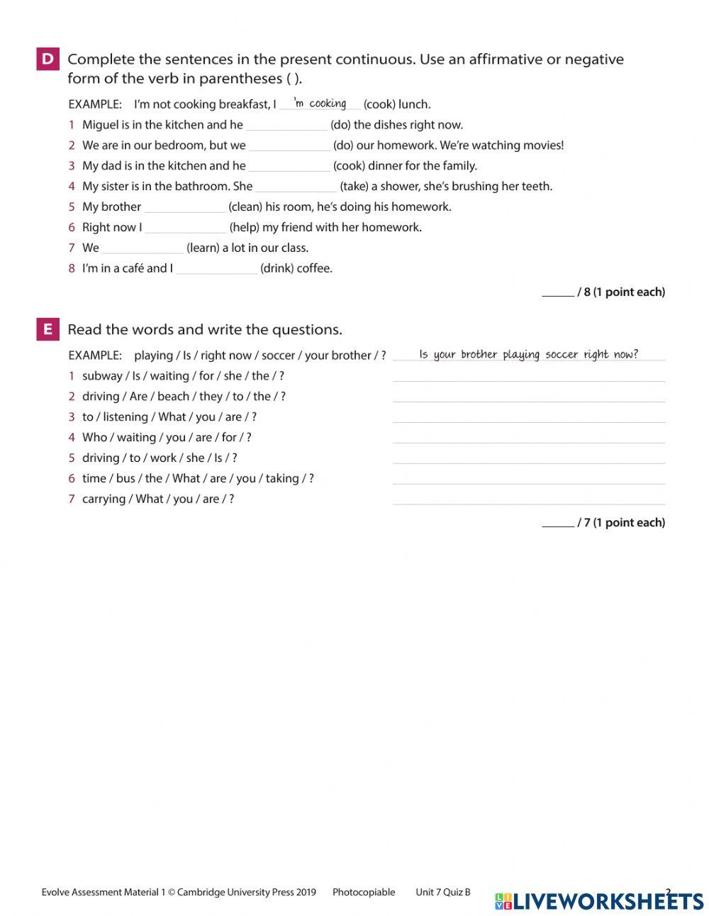 Unit 7 Online Exercise For Live Worksheets Unit 7 Online Exercise For Live Worksheets