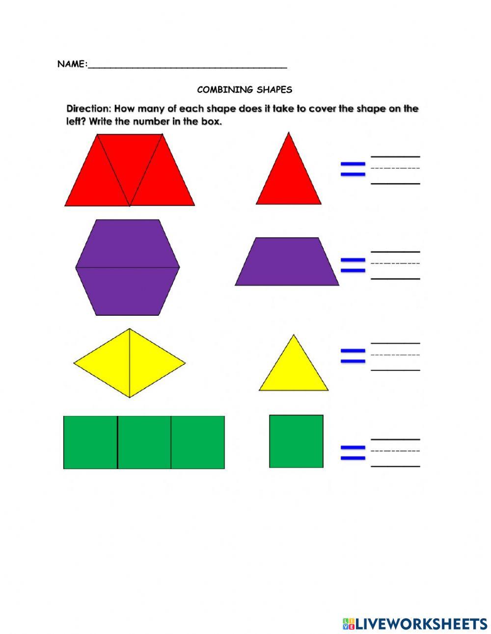 Combining Shapes interactive worksheet | Live Worksheets