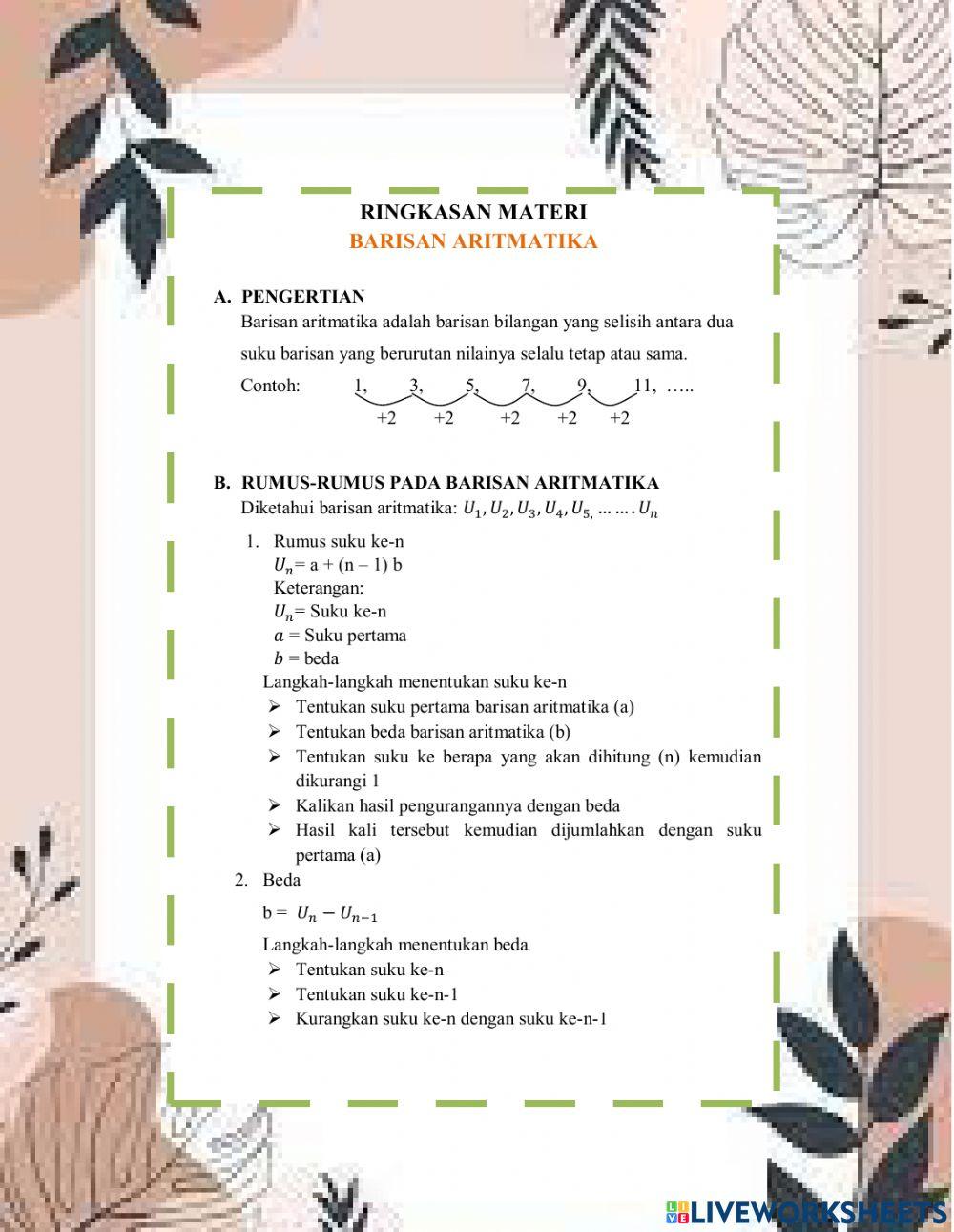 Latihan barisan aritmatika