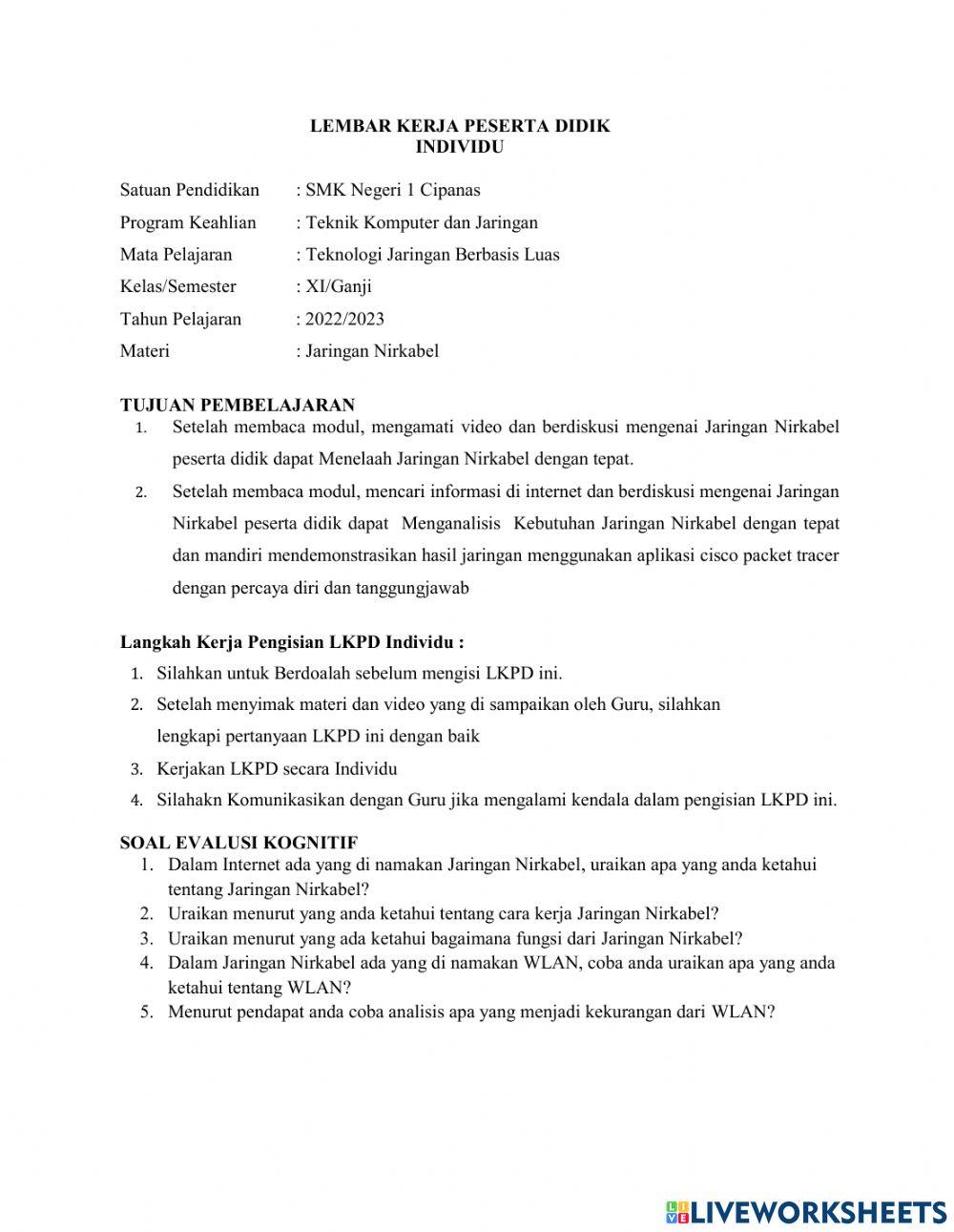 Lkpd tjbl jaringan nirkabel