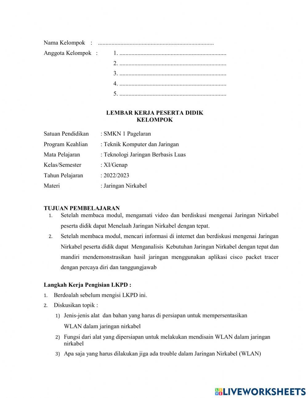 Lkpd tjbl jaringan nirkabel