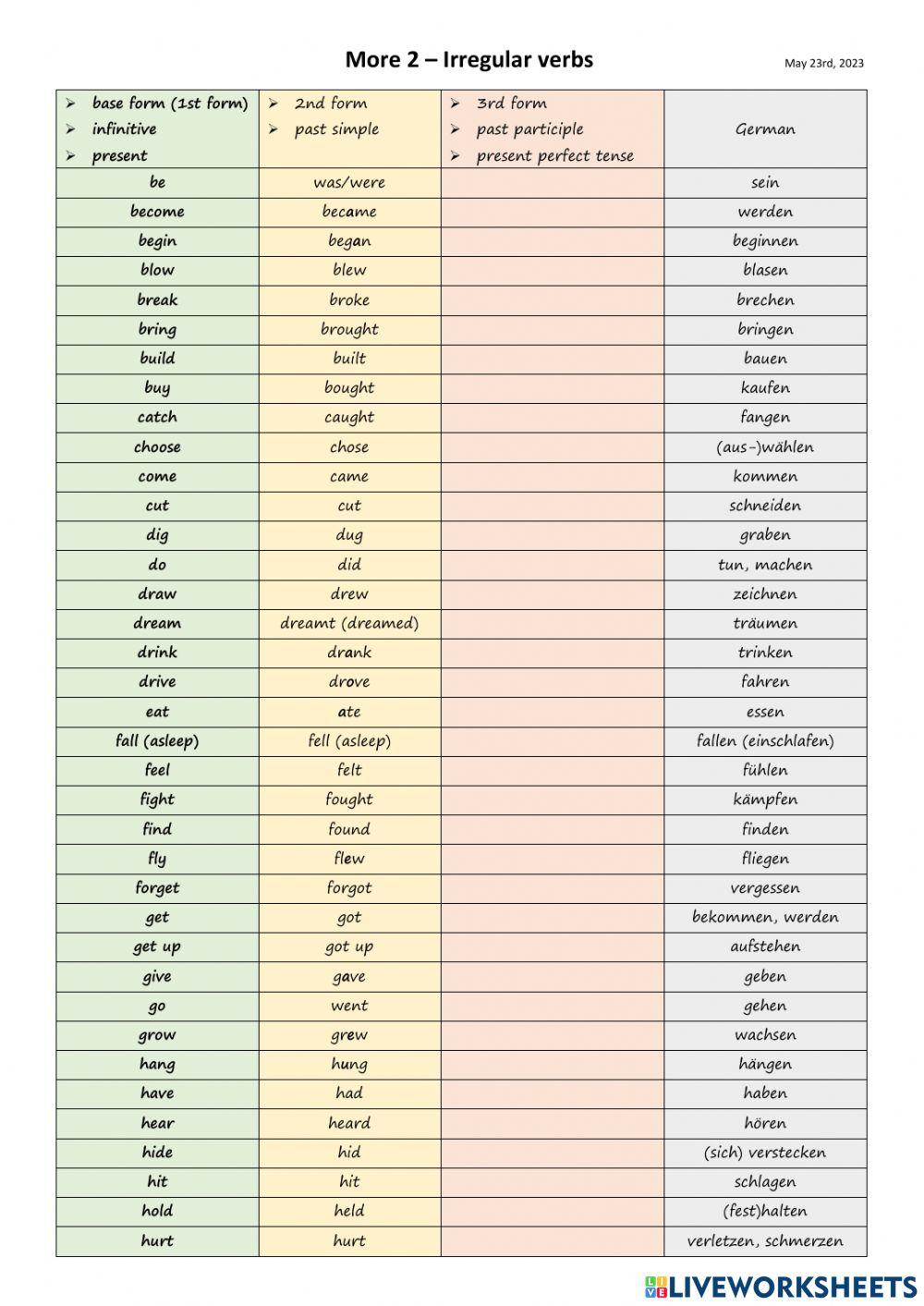 Irregular verbs