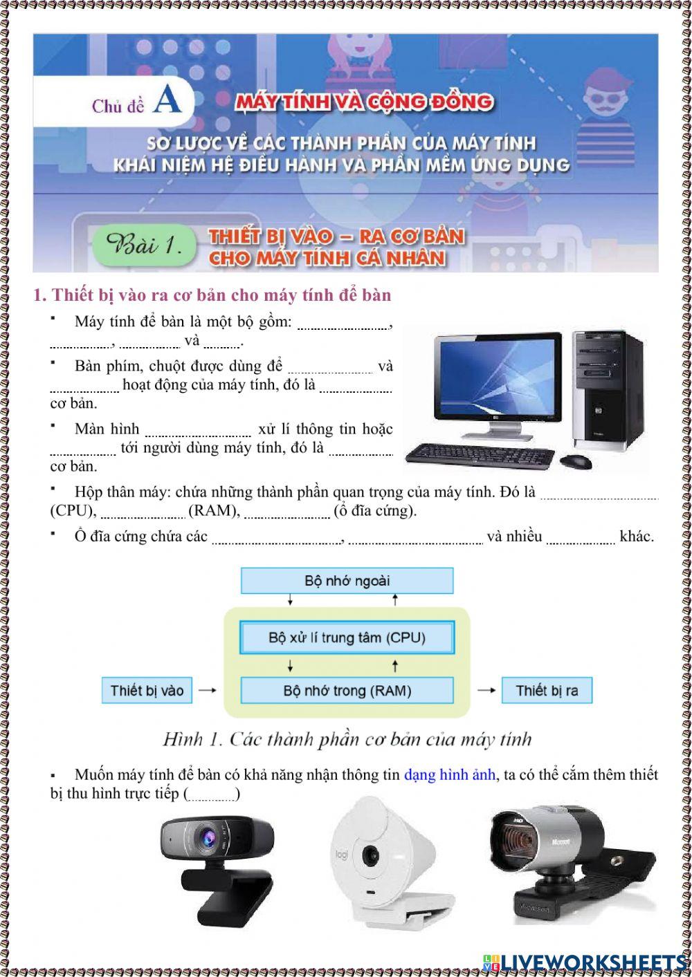Tin học 7 - Chủ đề A Bài 1. Thiết bị vào - ra cơ bản cho máy tính cá nhân