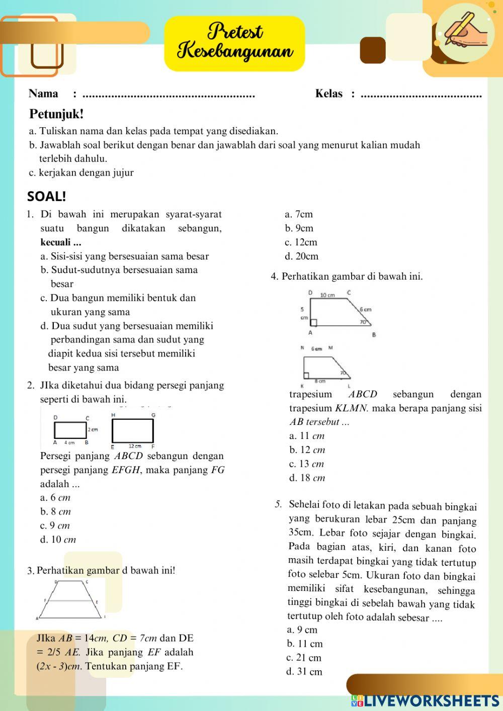 Pretest Kesebangunan