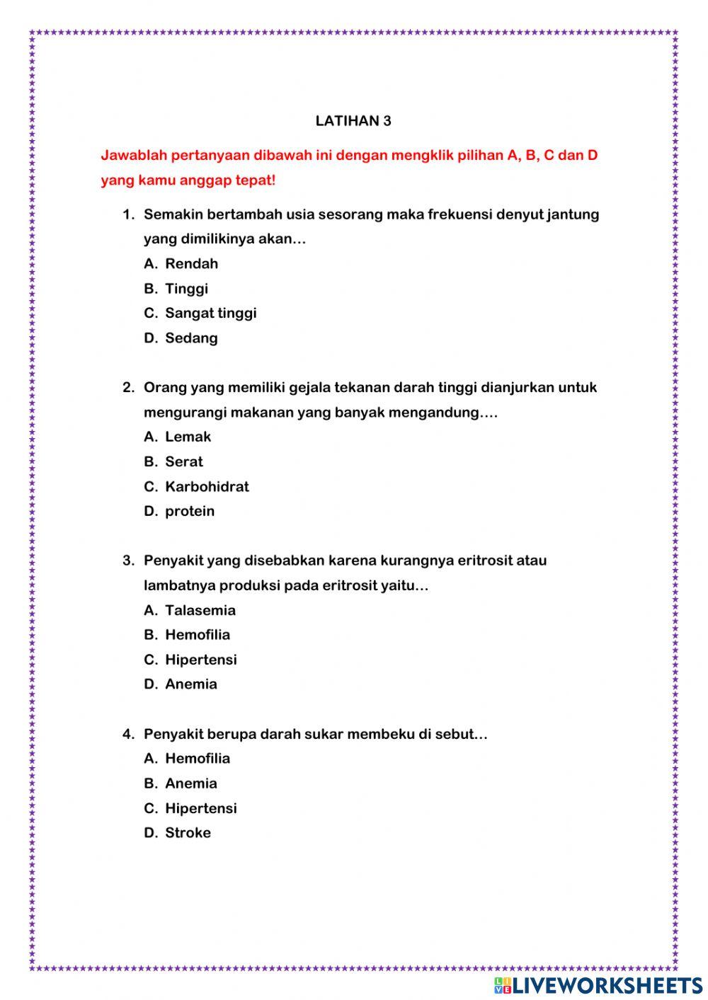 LATIHAN 3 Sistem Peredaran Darah