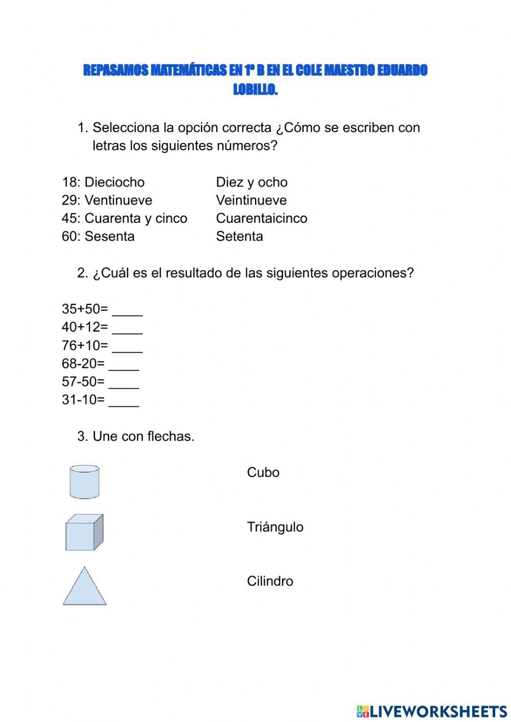 Repaso matemáticas primero