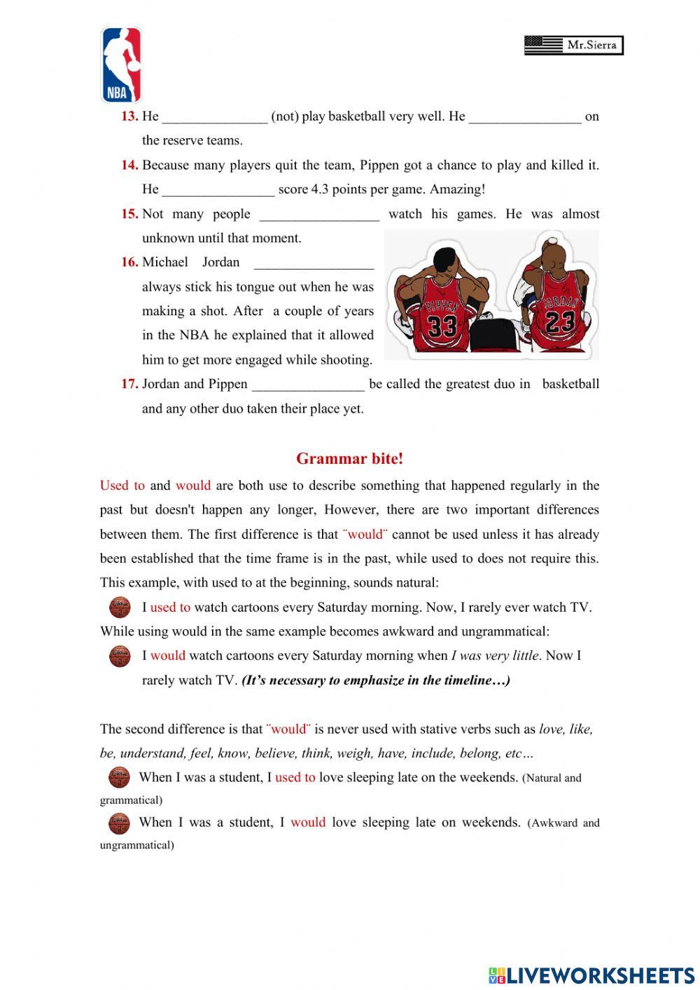 Used to vs Would - Grammar challenge