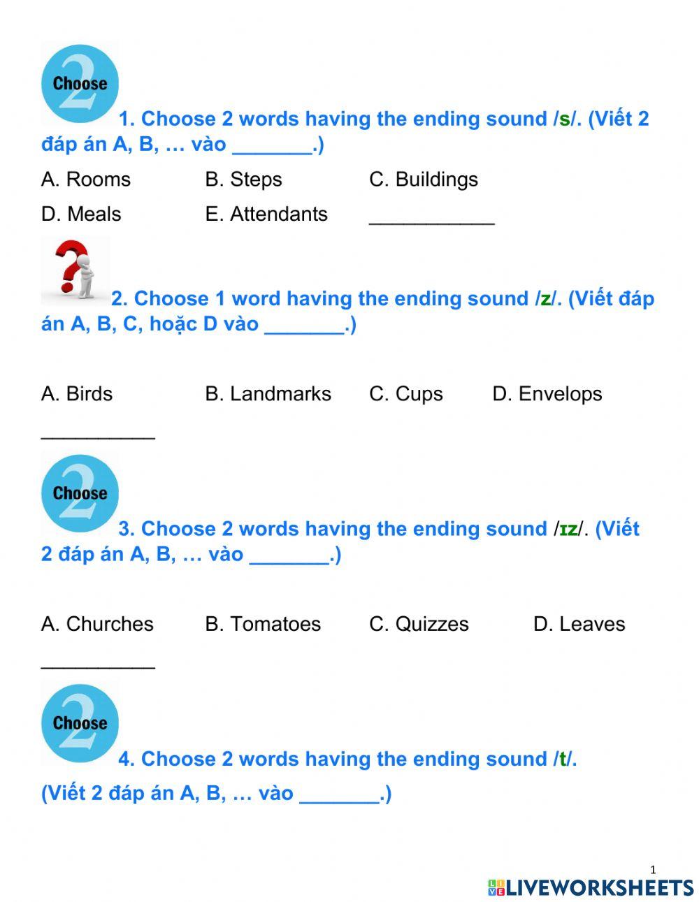 Pronouncing s, es & ed endings worksheet Live Worksheets