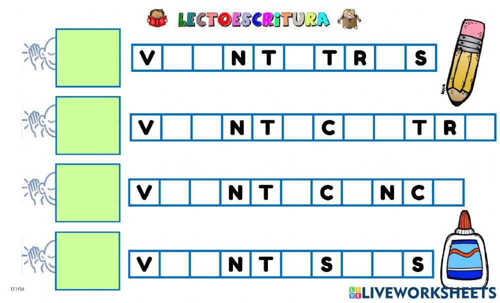 Lectura y escritura de los números del 20 al 29