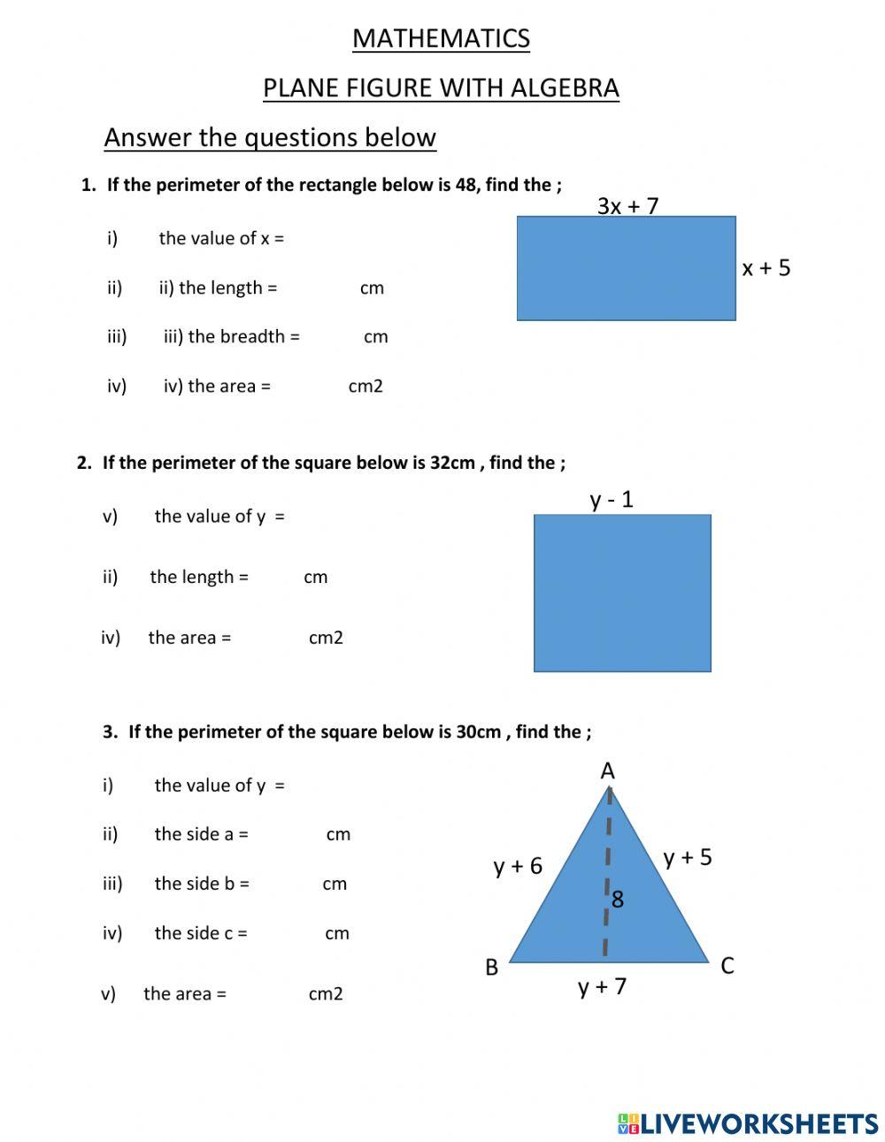 Algebra online exercise for grade 6 live worksheets