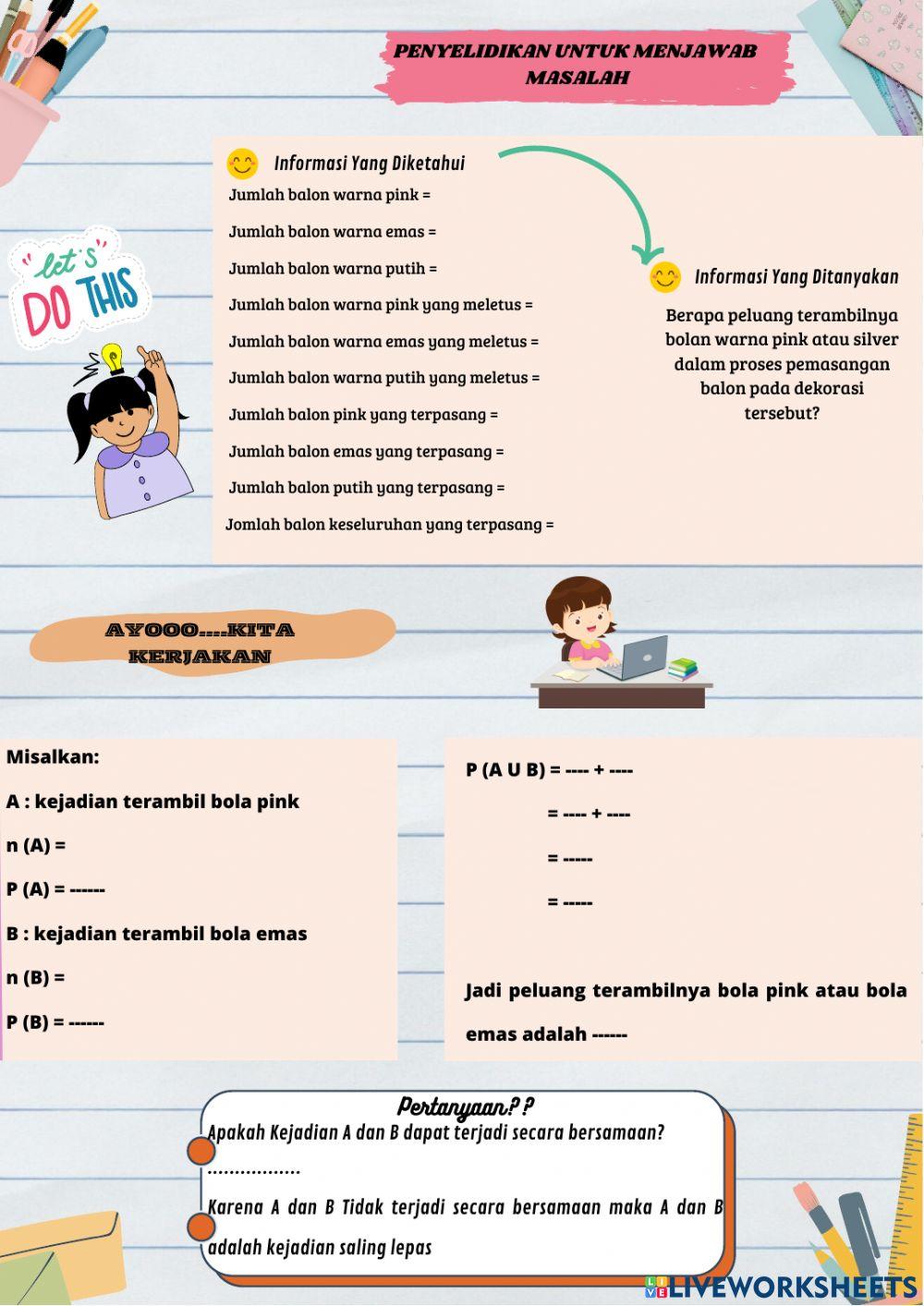 LKPD Materi Peluang Kejadian Saling Lepas dan Saling Bebas