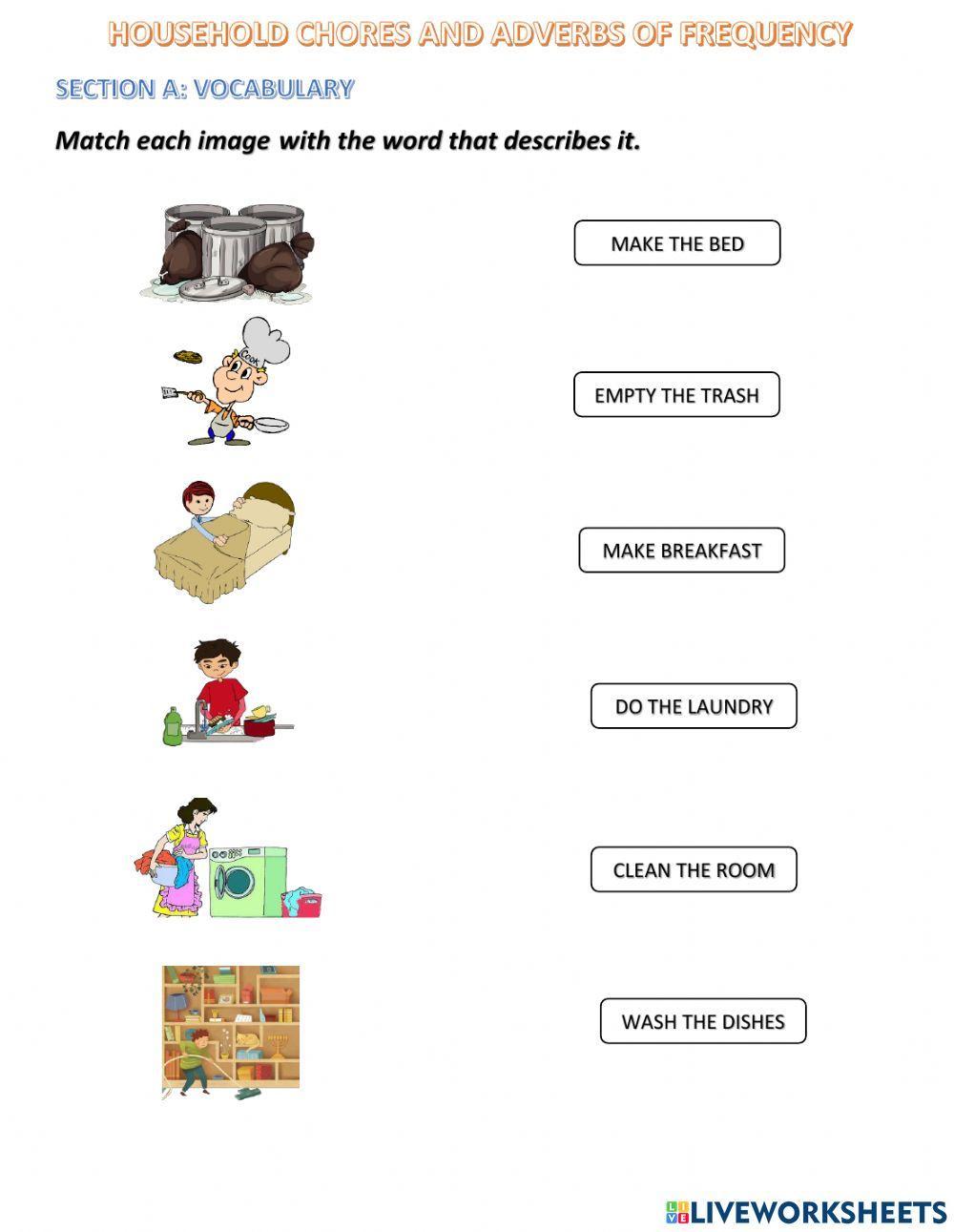 HOUSEHOLD CHORES AND ADVERBS OF FREQUENCY