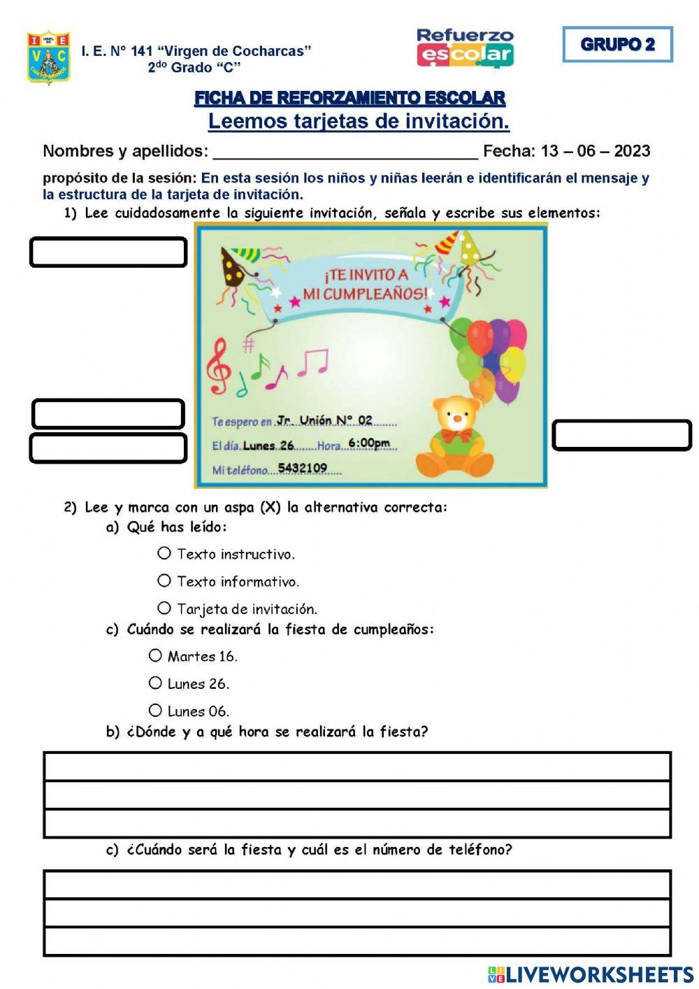 Tarjeta de invitación 2