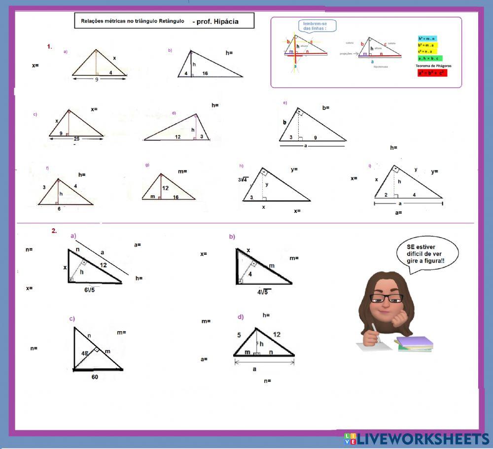 Relações métricas no triângulo retângulo