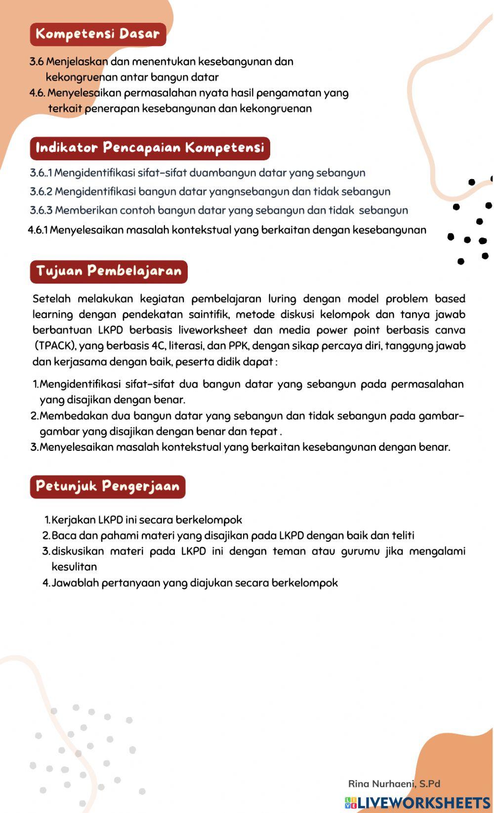 Lkpd kesebangunan dua bangun datar