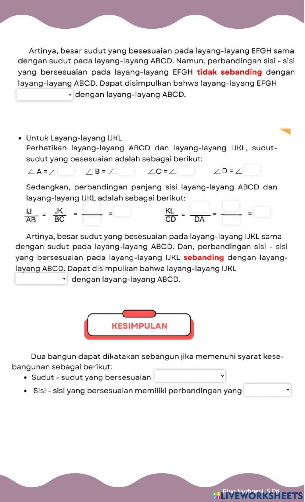 Lkpd kesebangunan dua bangun datar