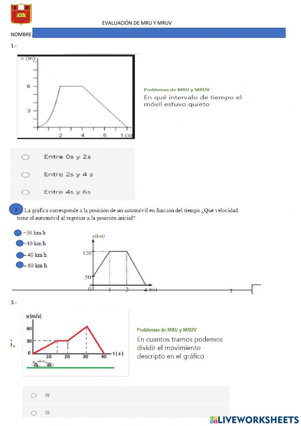 ANALIZAR GRÁFICAS DEL MRU- MRUV