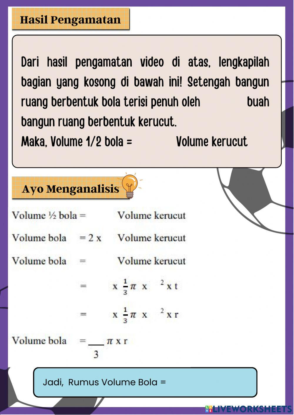 Volume dan Luas Permukaan Bola