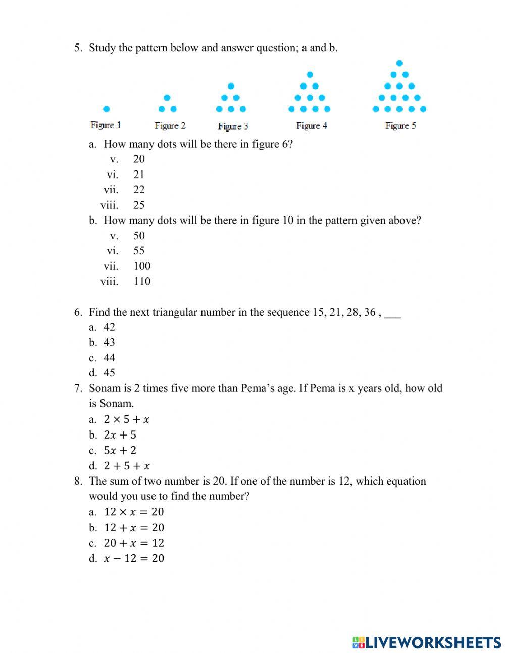 Patten and algebra Patten and algebra