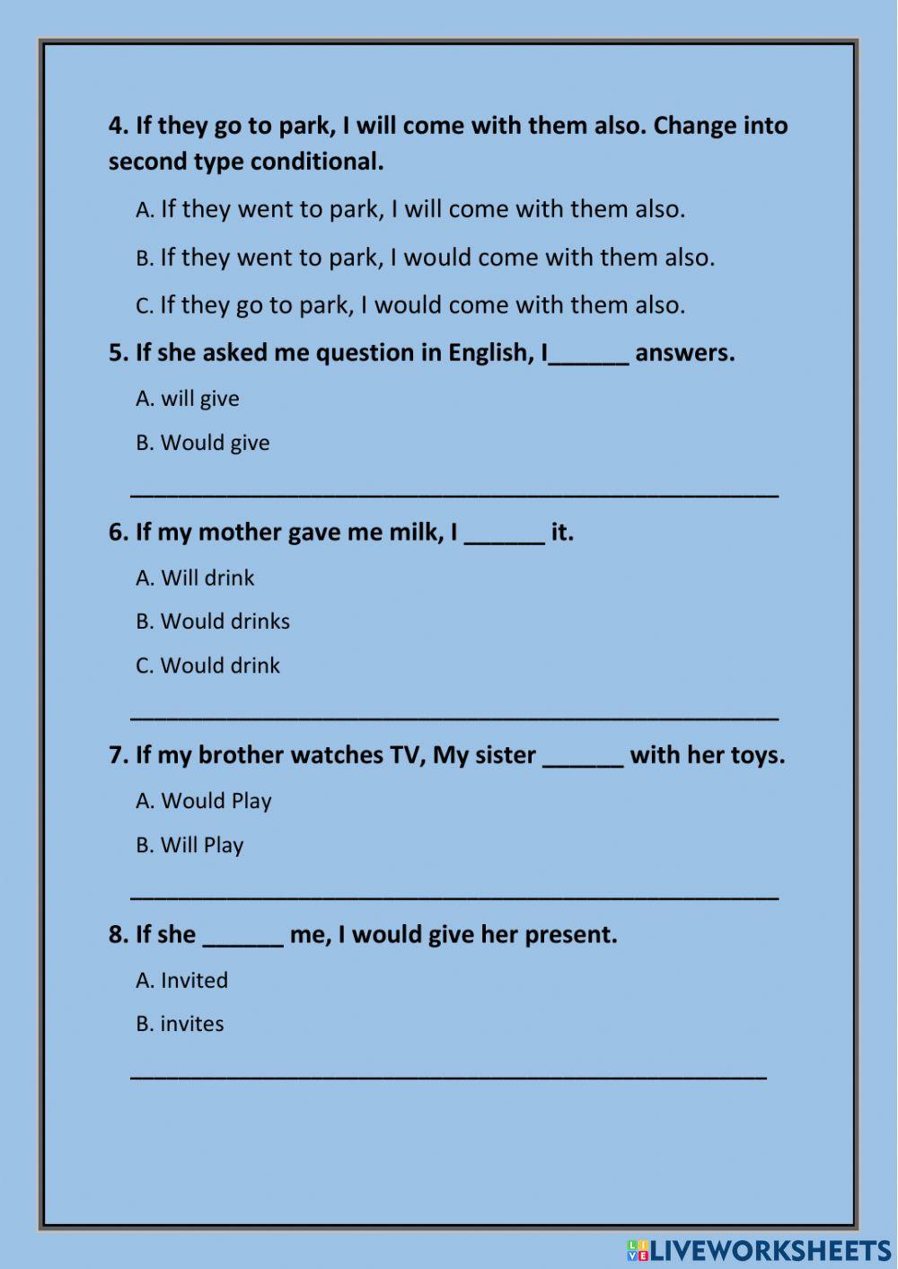 Second type conditional sentences