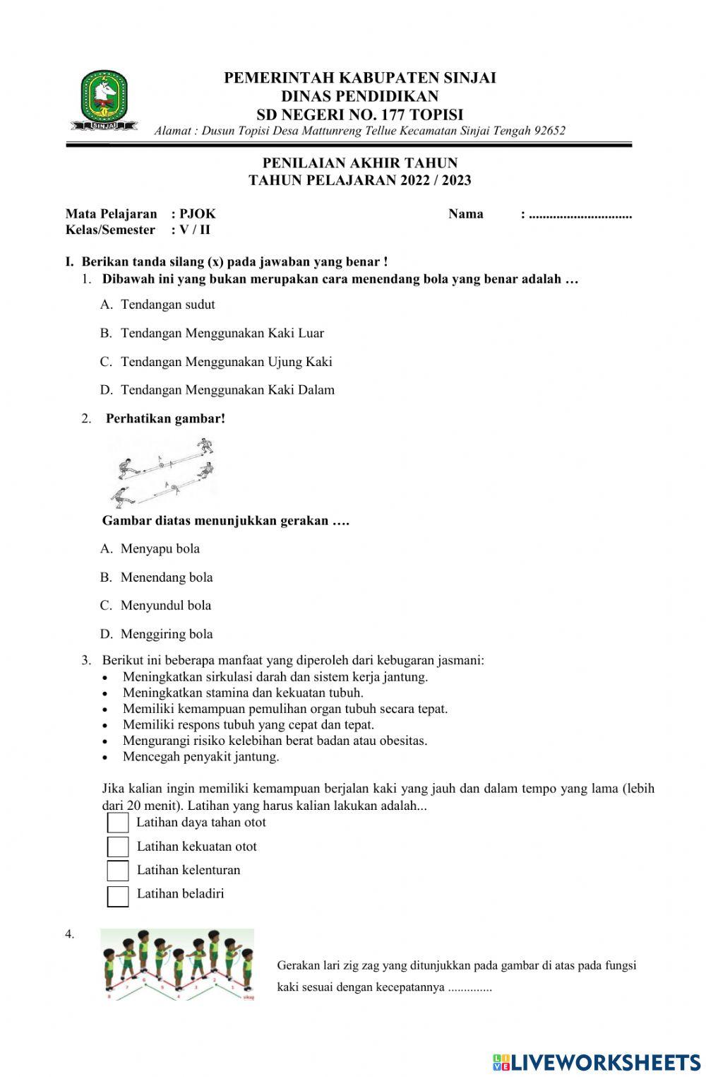 Soal PAT PJOK