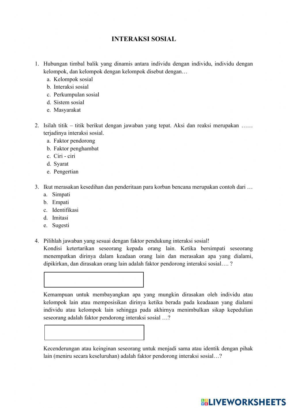 Kuis Interaksi Sosial