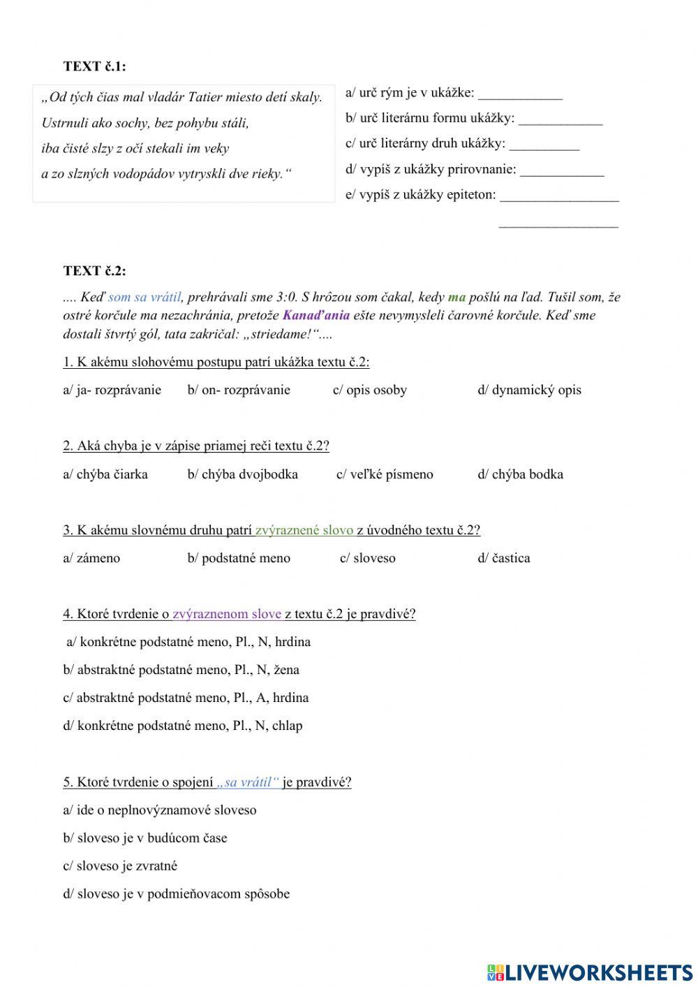 Opakovanie 6. ročník