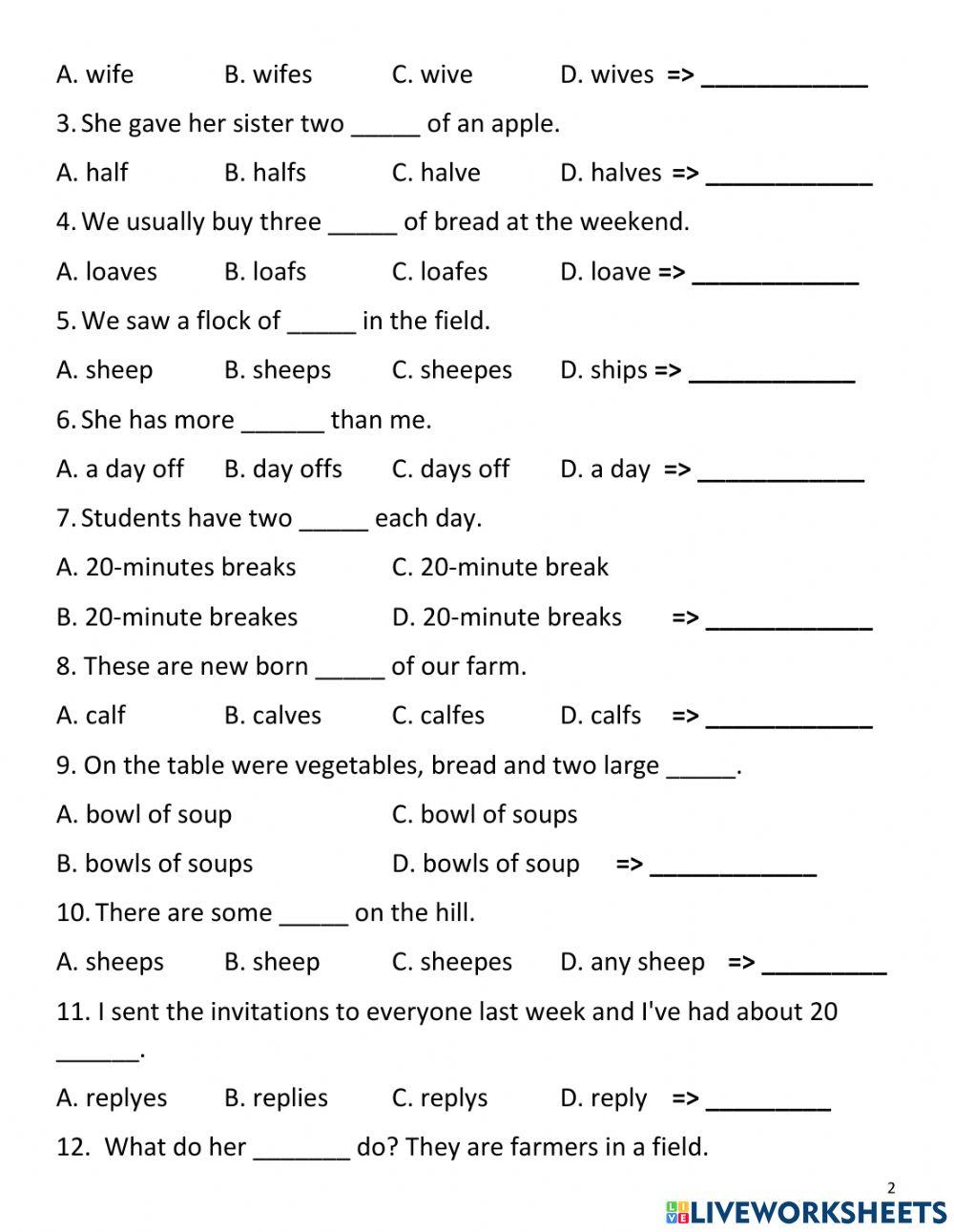Singular & plural nouns