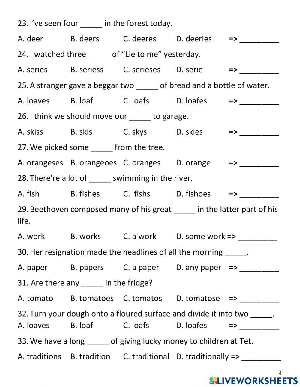 Singular & plural nouns
