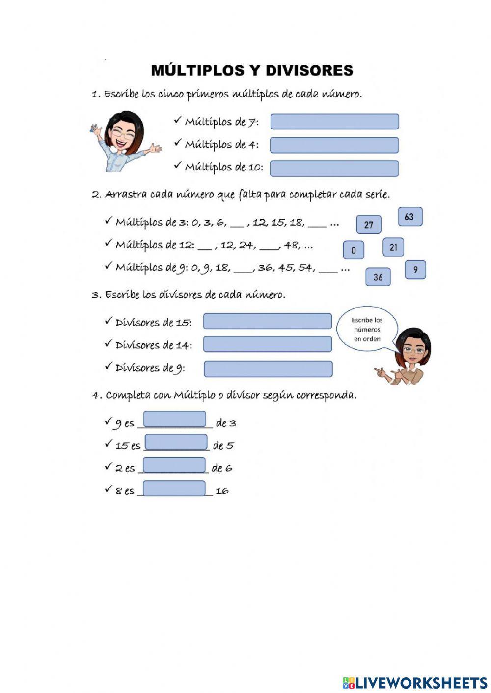 Múltiplos y Divisores
