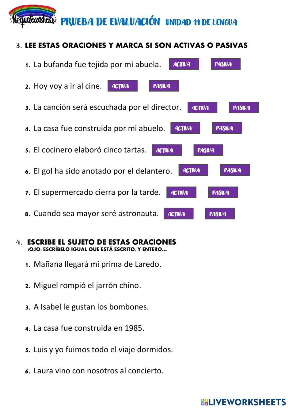 Evaluación -oraciones y más-