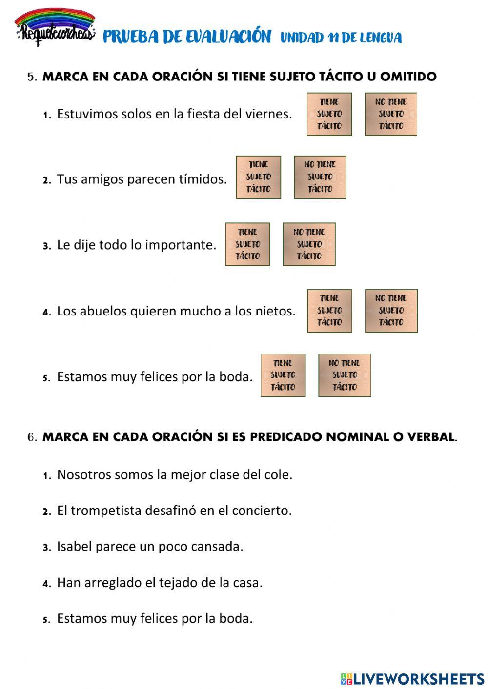 Evaluación -oraciones y más-