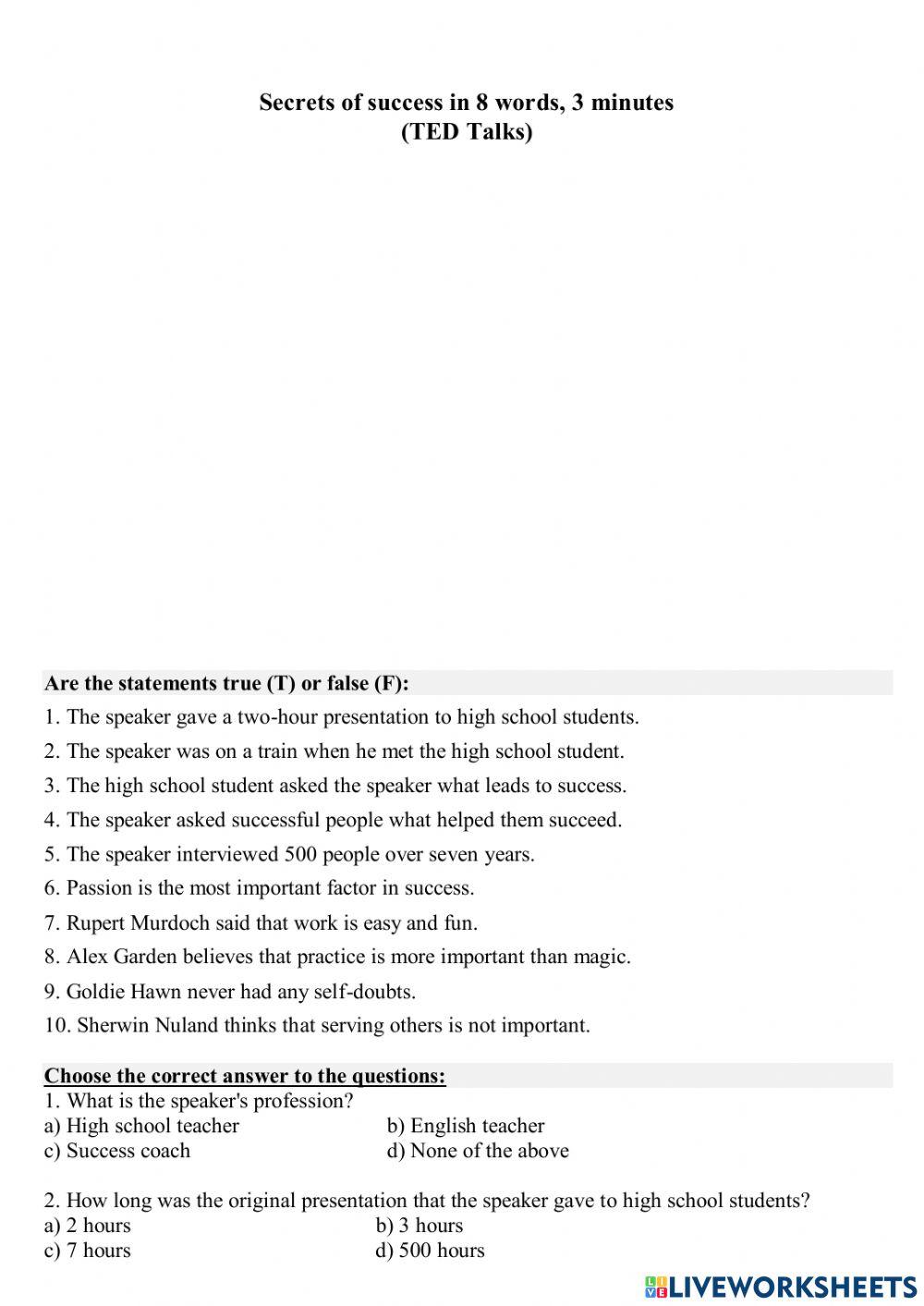 Secrets of success in 8 words