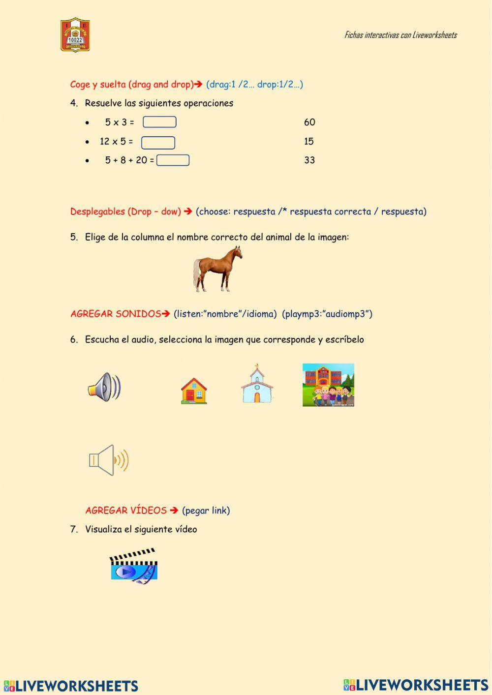 Ficha interactiva examen quimestral